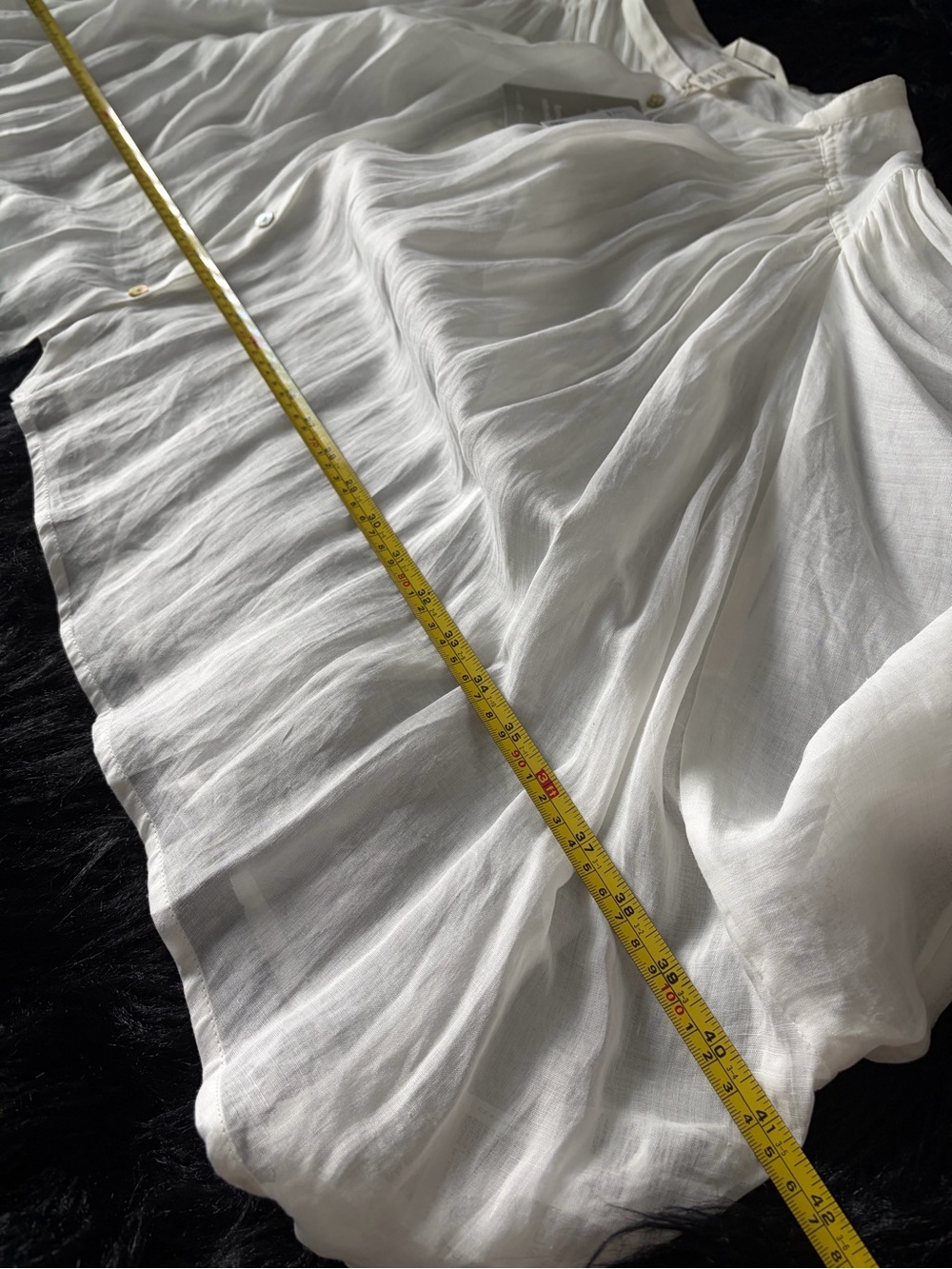 H&M White Sheer Button-Front Blouse With Voluminous Sleeves, NWT - Picture 7 of 8